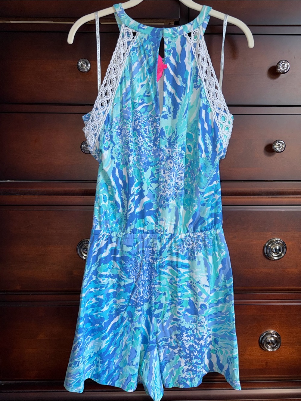 Lilly Pulitzer Lala Romper Blue & Green Abstract